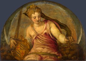 ""Adalet"" Alegori Tablosu, Giuseppe Salviati (1520-1575) - yaklaşık 1559 - Tuval üzerine yağlı boya Sönük 90.2x125.1 cm London National Gallery by Giuseppe della Porta Salviati