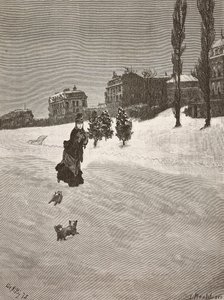 Hava soğuk!, karda yürüyen kadın, Giuseppe De Nittis