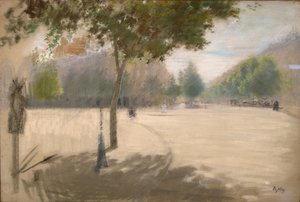 Güneşli kare (tuval üzerine yağlı boya) by Giuseppe or Joseph de Nittis