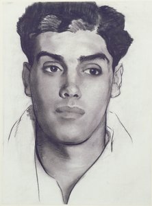 Genç Bir Adamın Başı (kağıt üzerinde kömür)