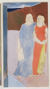 Bir Şairin Mezarında İki İlham Perisi, 1937 by Glyn Warren Philpot