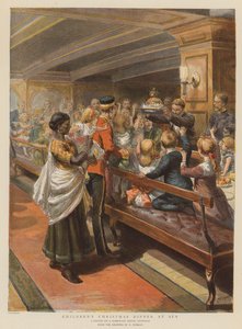 Denizde Çocukların Noel Yemeği (chromolitho)