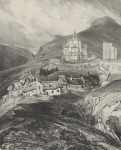 Saint-Nectaire kilisesinin dış apsisi, 1831. by Godefroy Engelmann