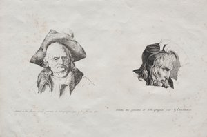 Litografik denemelerin toplanması: İki kafa by Godefroy Engelmann