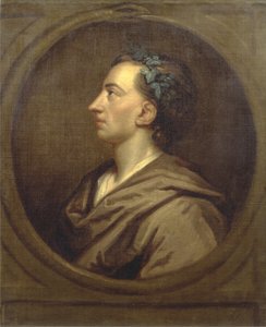 Alexander Pope (1688-1744) Profili, Sarmaşık Taçlı (tuval üzerine yağlı boya) by Godfrey (studio of) Kneller