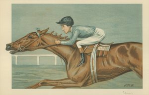 Tod Sloan, Bir Amerikan jokeyi, 25 Mayıs 1899, Vanity Fair çizgi filmi by Godfrey Douglas Giles
