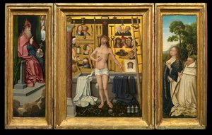 Antonius Tsgrooten'in Üç Parçası (panel üzerine yağlıboya) by Goossen van der (1465 c.1538) Weyden