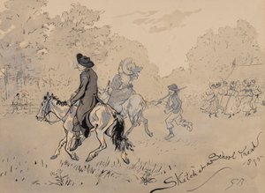 Okul İkramında Taslak, 1895 (kağıt üzerine kalem, fırça, mürekkep ve tuvalet) by Gordon Frederick Browne