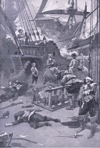 Camperdown Savaşı 29-31 Temmuz 1653, İngiliz Kara ve Deniz Savaşlarından bir çizim, 1915 by Gordon Frederick Browne