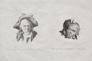Litografik Denemeler Koleksiyonu: İki Baş, 1816. by Gottfried or Godefroy Engelmann