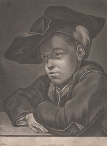 Bir Masada Oturan Çocuk by Gottlieb Heiss