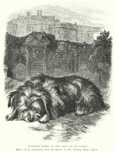 Greyfriars'ın Bobby'si, Efendisinin Mezarı Üzerine (gravür) by Gourlay Steel