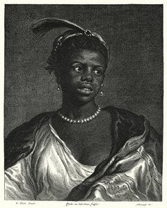 Siyah bir kadın portresi (gravür) by Govaert (after) Flinck