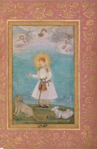 Aslanlı ve Buzağılı Akbar, Shah Jahan Albümünden Folyo, verso: ca. 1630, recto: yaklaşık. 1530-50