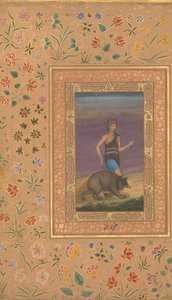 Dervish Leading a Bear, Shah Jahan Albümünden Folyo, recto: yakl. 1630-40, verso: ca. 1530-40