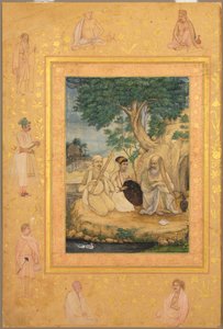 Geç Shah Jahan Albümünden Sayfa: Prince and Ascetics, c. 1630.