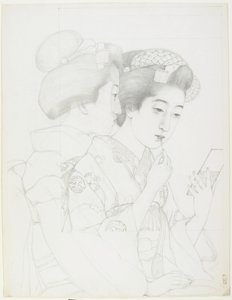 Dudak Fırçası Tutan Kadın Çalışması, 1919 by Goyo Hashiguchi