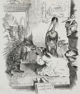 Köpek ve kirpi, karikatür Jean-Jacques Grandville (1803-1847), Poliorama Pittoresco