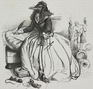 Okuryazar kadın, karikatür Jean-Jacques Grandville (1803-1847), Poliorama Pittoresco