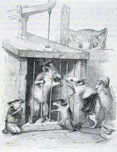 Parçalanmış ailesi tarafından çevrili kapana kısılmış fare - Grandville tarafından by Grandville