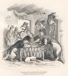 Adaya ayak basar basmaz devletin hizmetinde garip hayvanların saldırısına uğradım. JJ Granville tarafından gösterilen vinyetler. "Scenes de la vie pri"de George Sand tarafından yazılan "Voyage d