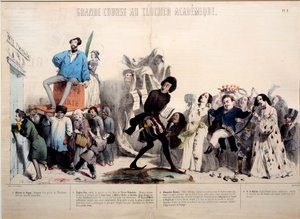 Akademik çan kulesine büyük yarış. Yazarlar Alfred de Vigny (1797-1863), Eugene Sue (1804-1857), Alexandre Dumas (1802-1870) ve Honore de Balzac (1799-1850) tanınır. Gerard Grandville
