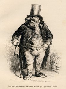 Emlak sahibi akbaba. JJ Granville tarafından gösterilen vinyetler. Gravür, PJ Stahl
