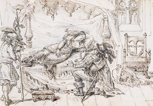 Uyuyan Güzel, Charles Perrault (1628-1703) tarafından peri masalı için illüstrasyon, Grandville (1803-1847) tarafından gravür by Grandville