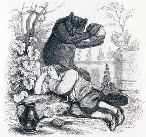 Ayı ve bahçe aşığı - La Fontaine'in Masalları by Grandville