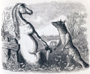 At ve Kurt - La Fontaine Masalları by Grandville