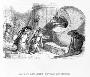 Dünyadan çekilen fare - “” Masallar” da La Fontaine de, hasta. Grandville tarafından by Grandville