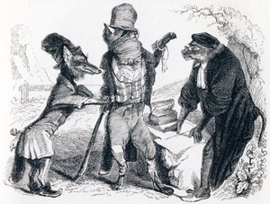 Maymun önünde tilkiye yalvaran kurt - La Fontaine