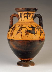 Attika siyah figür boyunlu amfora, Herakles