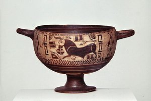 Siyah figürlü kotyle, yaklaşık MÖ 600-500 (seramik) (ayrıca bkz. 307545 ve 307546) by Greek