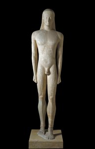 Yunan Sanatı: Kouros heykeli, arkaik dönemin genç adam heykeli (MÖ 650-500), MÖ 530-520, Melos