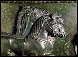 Head of a horse from a quadriga, detail of the frieze around the neck of the Vix Krater bronze