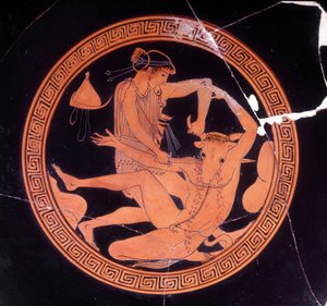 Thesee tarafından öldürülen Minotor - Museo Archeologico de Firenze