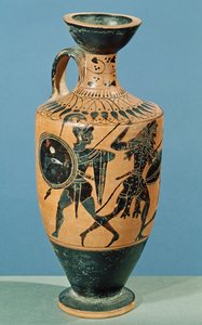 Herkül ve Amazonları betimleyen Attic Style Lekythos (seramik) by Greek School