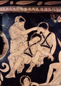 Apulialı Eumenides Ressamı, MÖ 380 dolaylarında (çömlek) (detay) by Greek School