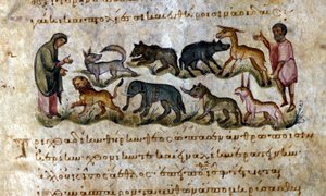 Oyun: Avlayabileceğiniz hayvanlar - Oppianus'un “” De Venation””” e, 13. yüzyıldan kalma Yunanca el yazması. by Greek School