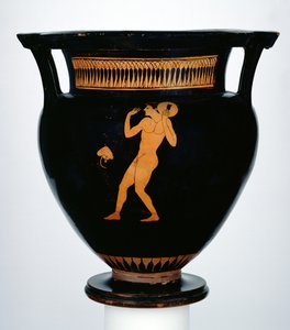 Disk atıcıyı betimleyen kırmızı figürlü krater (seramik)