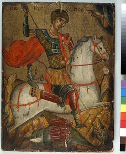 Aziz George Ejderhayı Öldürüyor, ikon, Girit-Venedik Okulu, by Greek School
