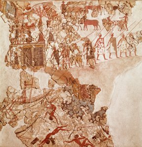 Libyalıların ölümü, Akrotiri freski, Thera (bugünkü Santorini) (Yunanistan), Minos Uygarlığı by Greek School