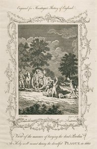 Veba kurbanlarını gömmek, Holywell Dağı, Shoreditch, Londra, 1665 c. 18. yüzyıl sonu by Grignion