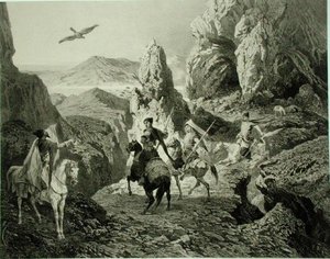 Erivan, Ermenistan yakınlarında bir Şahin Avı, Eugene Ciceri (1813-90) ve Adolphe Jean-Baptiste Bayot (1810-66) tarafından oyulmuş Kafkasya üzerine bir kitaptan levha 20, Alfred Leon Lemercier, Paris tarafından yayınlandı by Grigori Grigorevich (after) Gagarin