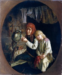 Filaj dersi - İplik dersi - Painture de Grigori (Grigory, Grigory) Grigorievich Myasoedov (Myasoedov, Myasoedov) (1834-1911), huile sur toile
