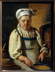 Aşçı - Peinture Grigori Karpovich Mikhaylov (1814-1867) - 1835 - Tuval üzerine yağlı boya - 21x15,8 - Devlet Açık Hava Tarih ve Mimarlık Müzesi Novgorod Kremlin, Novgorod by Grigori Karpovich Mikhaylov