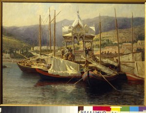 Le port de Yalta (Ukrayna) - Paynture de Grigori (Grigory, Grigory) Grigoryevich Myasoedov (Myasoedov) (1834-1911), huile sur toile by Grigoriy Myasoyedov