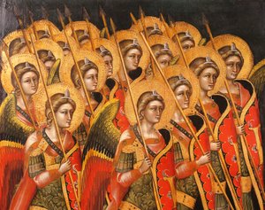 Silahlı melekler grubu, Guariento tarafından (aktif 1338-1367 veya 1370