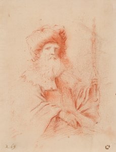 Sarıklı Sakallı Adam taslağı (kağıt üzerinde kırmızı tebeşir)